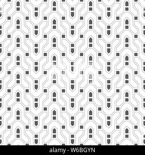 Vector seamless pattern. Infinitely repeating modern geometrical texture consisting of thin broken lines which form zigzag difficult curvilinear shape Stock Vector