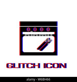 Oven icon flat. Simple pictogram - Glitch effect. Vector illustration symbol Stock Vector
