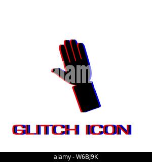 Hand icon flat. Simple pictogram - Glitch effect. Vector illustration symbol Stock Vector