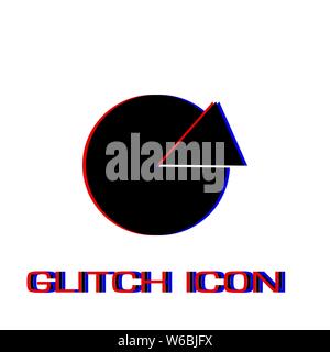 Pie chart icon flat. Simple pictogram - Glitch effect. Vector illustration symbol Stock Vector