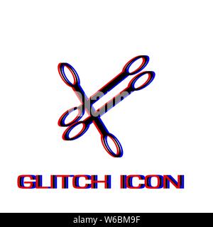 Cotton swabs icon flat. Simple pictogram - Glitch effect. Vector illustration symbol Stock Vector