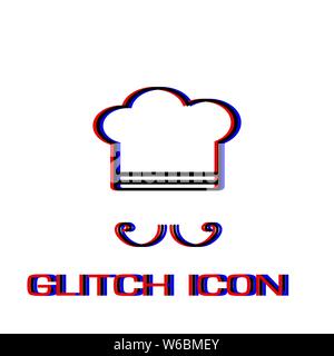 Chef icon flat. Simple pictogram - Glitch effect. Vector illustration symbol Stock Vector
