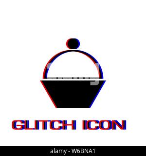 Cupcake icon flat. Simple pictogram - Glitch effect. Vector illustration symbol Stock Vector