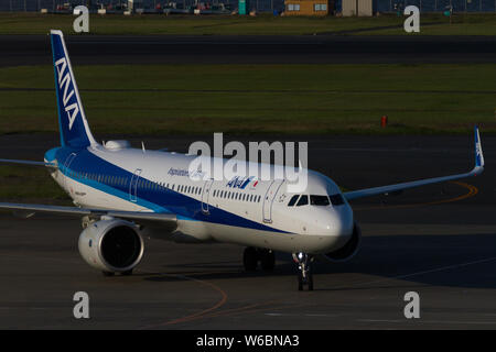 All Nippon Airways (ANA) Airbus A321 NEO taxiing at Tokyo Haneda