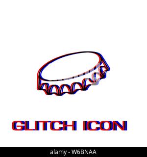 Cover of beer icon flat. Simple pictogram - Glitch effect. Vector illustration symbol Stock Vector