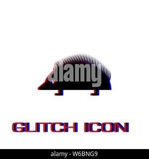 Hedgehog icon flat. Simple pictogram - Glitch effect. Vector illustration symbol Stock Vector