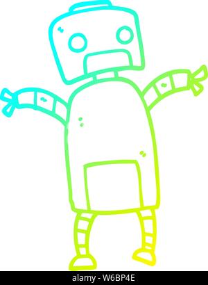 cold gradient line drawing of a cartoon robot dancing Stock Vector