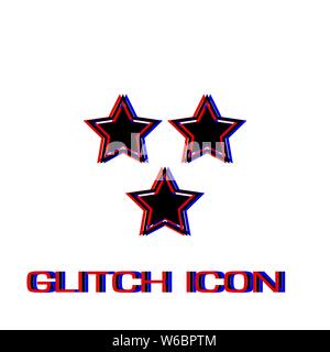 Star icon flat. Simple pictogram - Glitch effect. Vector illustration symbol Stock Vector