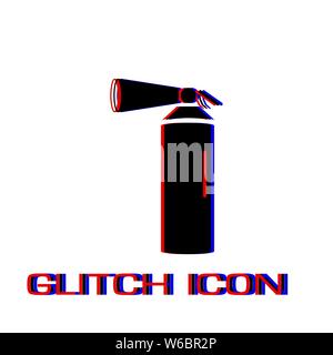 Fire extinguisher icon flat. Simple pictogram - Glitch effect. Vector illustration symbol Stock Vector