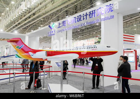 --FILE--A model of the ARJ21 regional jet of COMAC (Commercial Aircraft ...