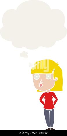 cartoon woman staring with thought bubble in retro style Stock Vector