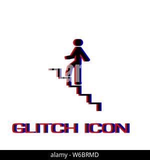 Go down up icon flat. Simple pictogram - Glitch effect. Vector illustration symbol Stock Vector