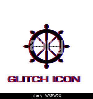 Helm icon flat. Simple pictogram - Glitch effect. Vector illustration symbol Stock Vector