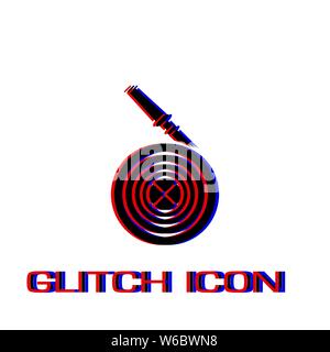 Water hose icon flat. Simple pictogram - Glitch effect. Vector illustration symbol Stock Vector