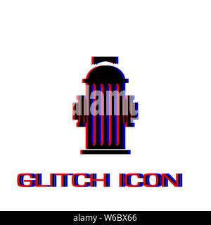 Fire hydrant icon flat. Simple pictogram - Glitch effect. Vector illustration symbol Stock Vector