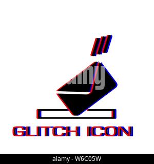 Mailbox icon flat. Simple pictogram - Glitch effect. Vector illustration symbol Stock Vector