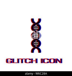 Vector DNA icon flat. Simple pictogram - Glitch effect. Vector illustration symbol Stock Vector