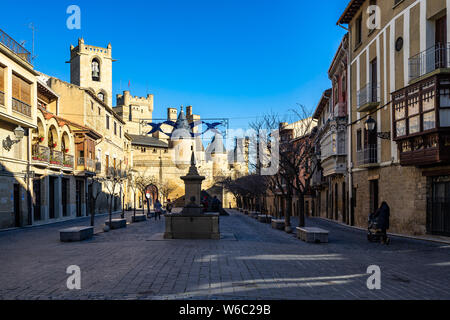 View of Olite, a small town in Navarre region, famous for its castle the Palacio Real de Olite, Spain Stock Photo