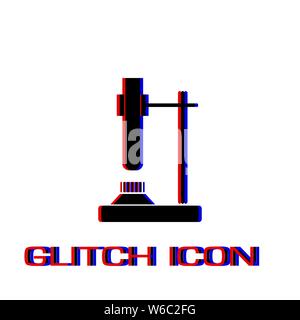 Tube on fire icon flat. Simple pictogram - Glitch effect. Vector illustration symbol Stock Vector