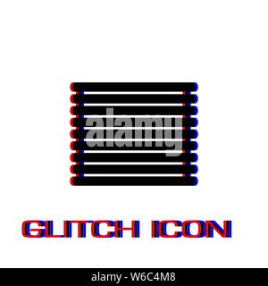 Wooden logs raft icon flat. Simple pictogram - Glitch effect. Vector illustration symbol Stock Vector
