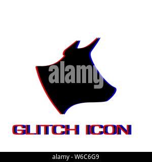 Cow, bull head icon flat. Simple pictogram - Glitch effect. Vector illustration symbol Stock Vector