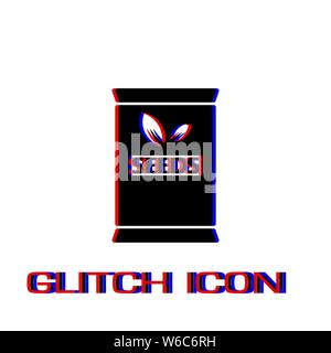 Seed sack icon flat. Simple pictogram - Glitch effect. Vector illustration symbol Stock Vector