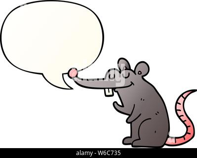 cartoon rat with speech bubble in smooth gradient style Stock Vector