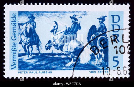 East Germany postage stamp - 'Three Horsemen', Rubens Stock Photo