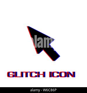 Pointer icon flat. Simple pictogram - Glitch effect. Vector illustration symbol Stock Vector