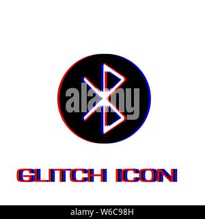 Bluetooth icon flat. Simple pictogram - Glitch effect. Vector illustration symbol Stock Vector