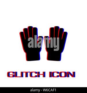 Hand icon flat. Simple pictogram - Glitch effect. Vector illustration symbol Stock Vector