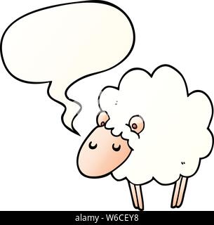 cartoon sheep with speech bubble in smooth gradient style Stock Vector