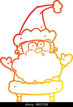 warm gradient line drawing of a confused santa claus shurgging shoulders Stock Vector