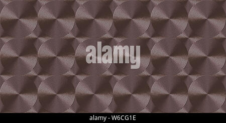 Copper art deco seamless texture. Vintage rings background. Metal circles pattern. Stock Photo
