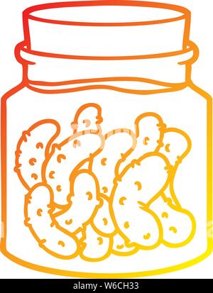 warm gradient line drawing of a cartoon pickled gherkins Stock Vector