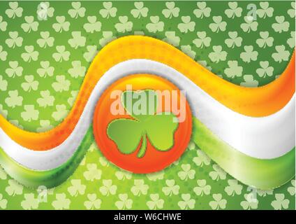 St. Patricks Day bright abstract wavy background. Vector design Stock Vector