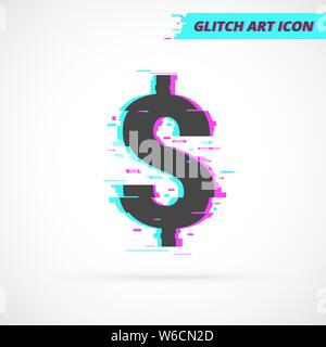 Dollar Sign Glitch Art Vector Icon. Stock Vector