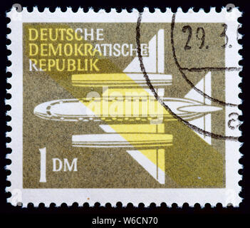 East Germany postage stamp - airmail Stock Photo