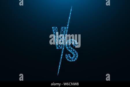 Versus Battle low poly design, Competition match game abstract geometric image, vs symbol wireframe mesh polygonal vector illustration made from point Stock Vector