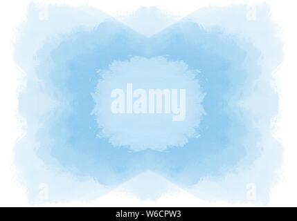 blue hand drawn bicolor mandala flower isolated aquarelle background pattern Stock Photo