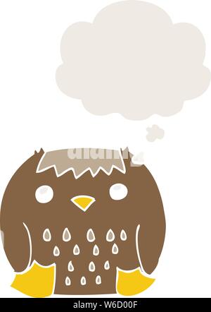cartoon owl with thought bubble in retro style Stock Vector