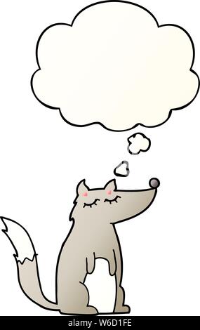 cartoon wolf with thought bubble in smooth gradient style Stock Vector
