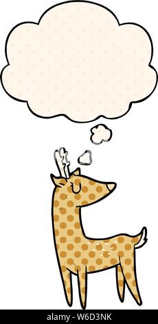 cartoon deer with thought bubble in comic book style Stock Vector