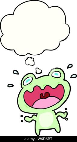 cartoon frog frightened with thought bubble Stock Vector
