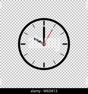 Ten o’Clock flat icon design template isolated illustration on transparent background, Black, White and red clock icon vector illustration. Stock Vector