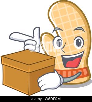 With box oven glove placed mascot cooking table Stock Vector