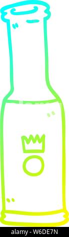cold gradient line drawing of a cartoon bottle of pop Stock Vector