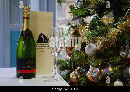 Christmas Champagne at The Seaview Hotel, Isle of Wight Stock Photo