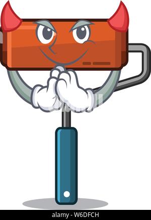 Devil paint roller in the character bucket Stock Vector