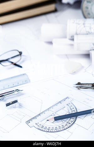 Tools for drawing drawings on drawing details Stock Photo